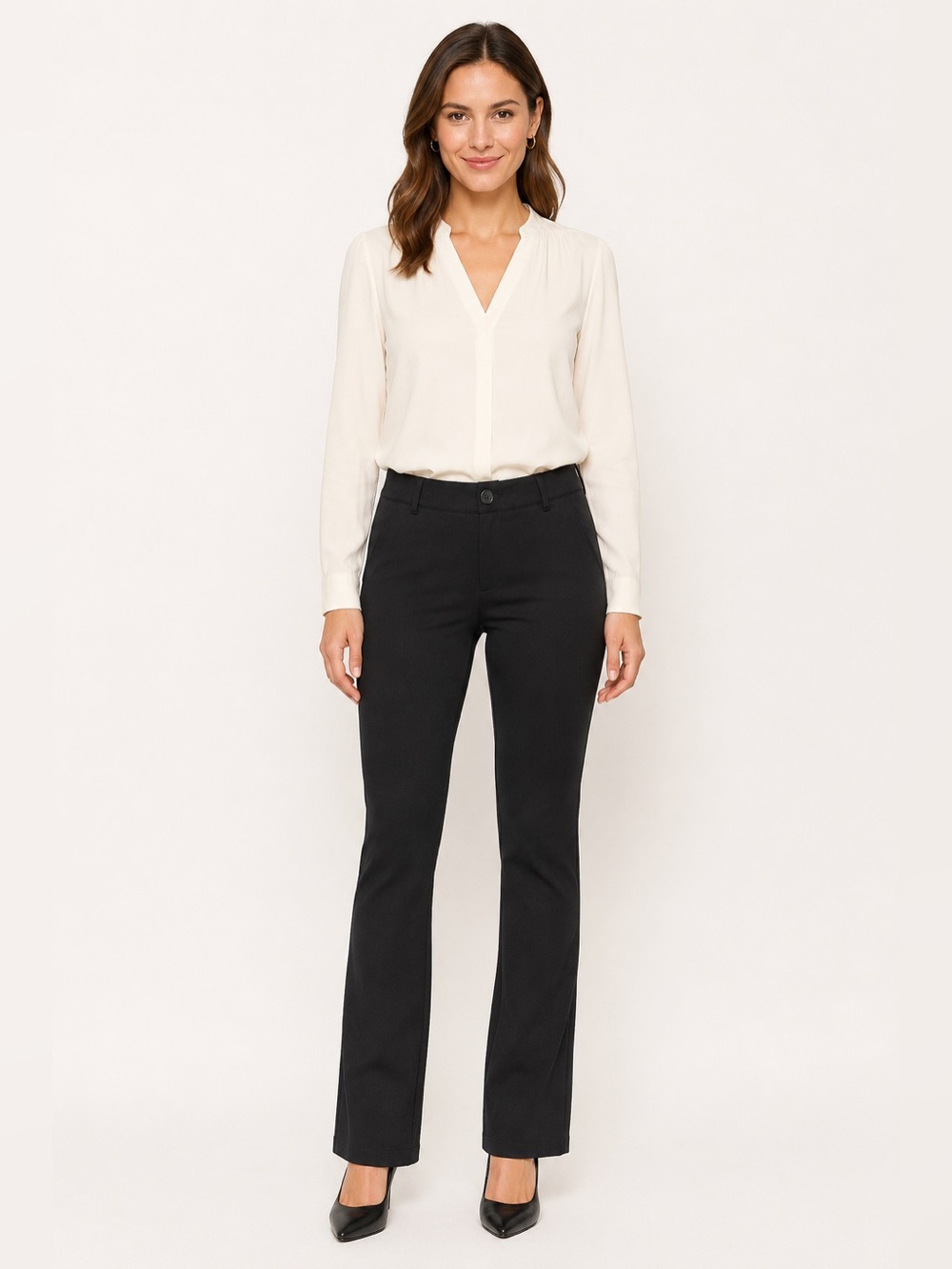 Betabrand Classic DPYP Black Bootcut Dress Pant Yoga Pants S